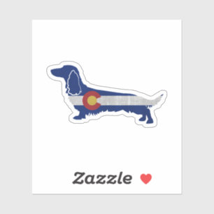Adesivo Long Haired Dachshund Colorado Flag Silhouette