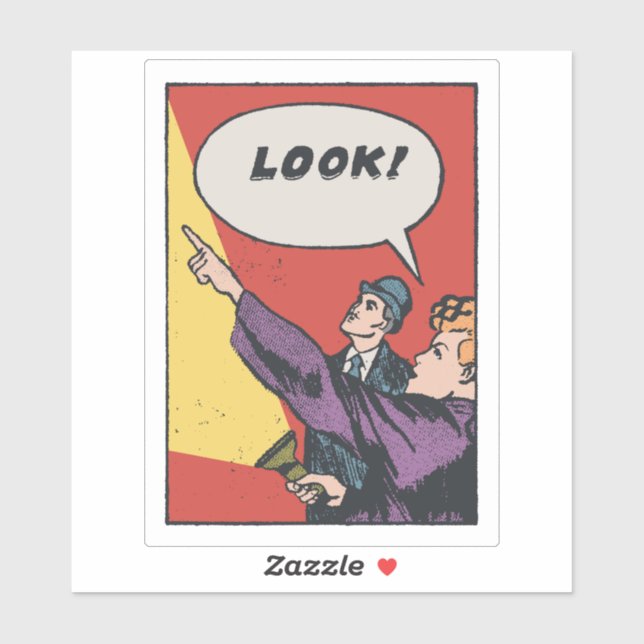 Adesivo LOOK! The Thing in the Sky • Golden Era Comic Art (Folha)