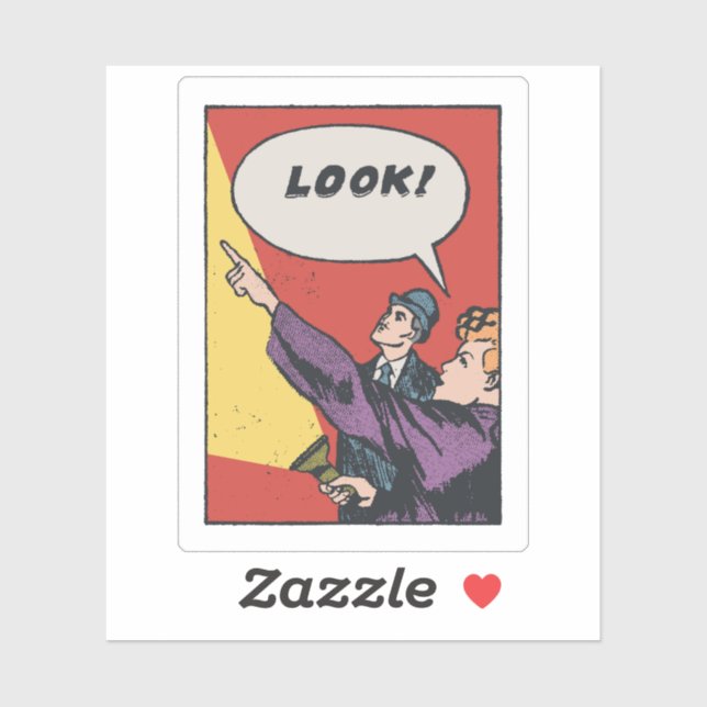 Adesivo LOOK! The Thing in the Sky • Golden Era Comic Art (Folha)