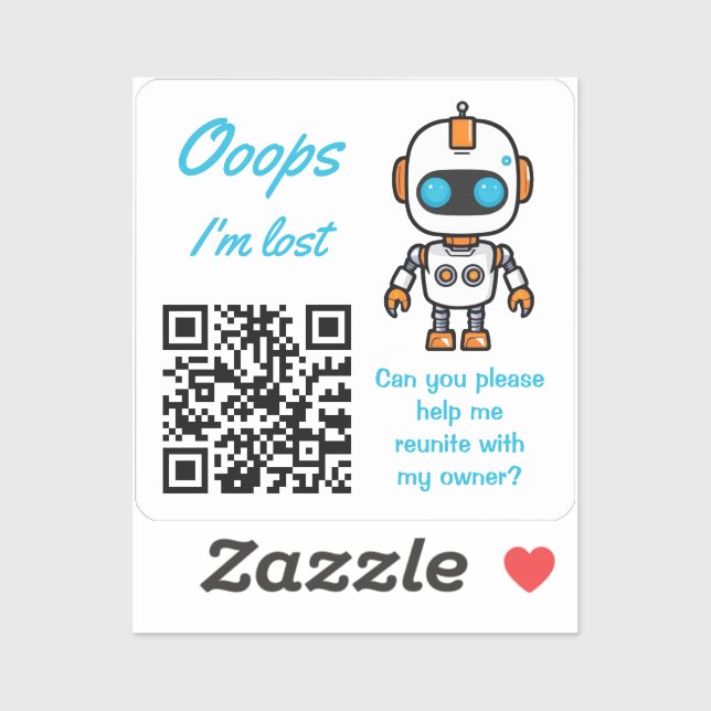 Adesivo Lost Item Return QR Handy Bot Blue Text (Folha)