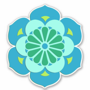 Adesivo Lotus Flower Mandala, Sky Blue e Light Aqua
