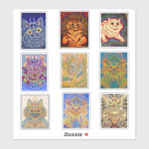 Adesivo Louis Wain, 9 Pinturas Psicodélicas De Gatos,