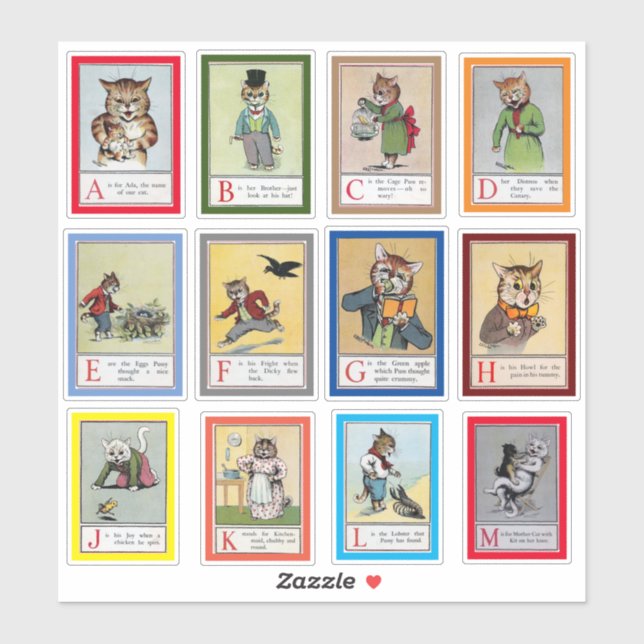 Adesivo Louis Wain Alphabet Cats (A-M) (Folha)