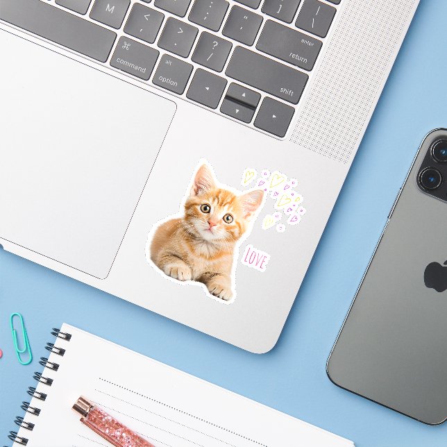 Adesivo Loveかわいい猫ちゃんのカスタムカットビニールシール♡ (Notebook com iPhone)