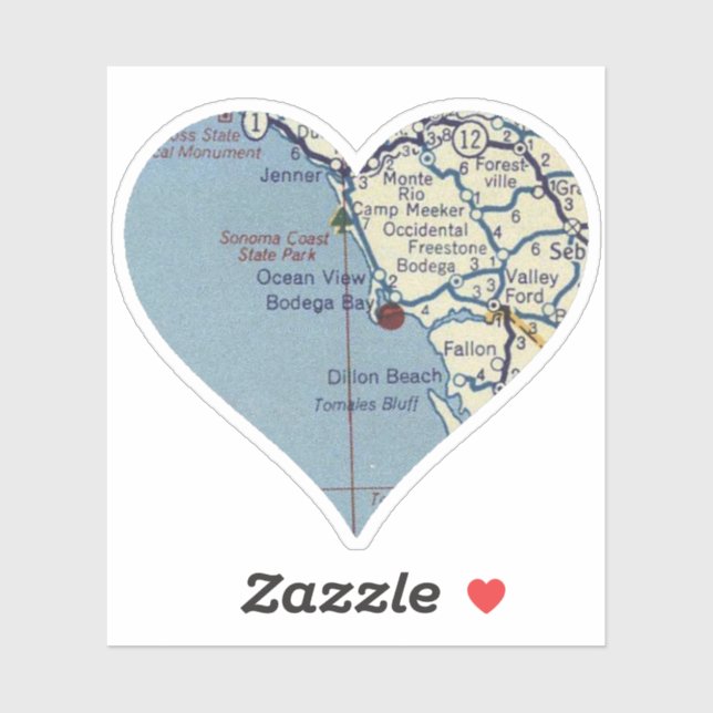 Adesivo Love Bodega Bay CA (Folha)