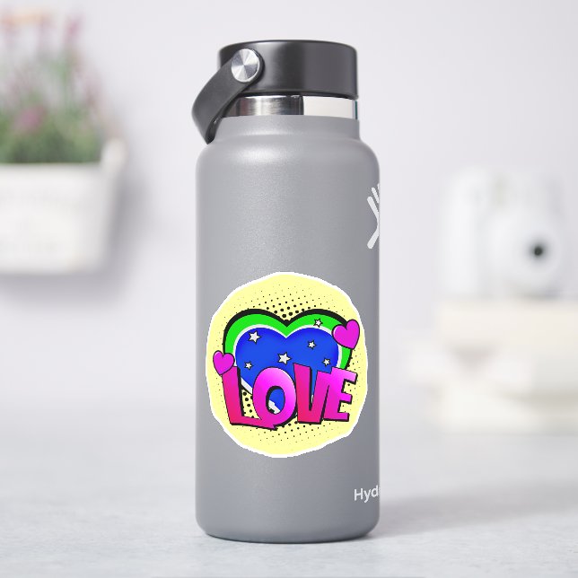 Adesivo Love Burst Pop Art Purple Blue 4" Vinil (HidroFlask)