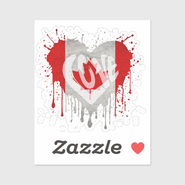 Adesivo Love Canada Flag (Folha)