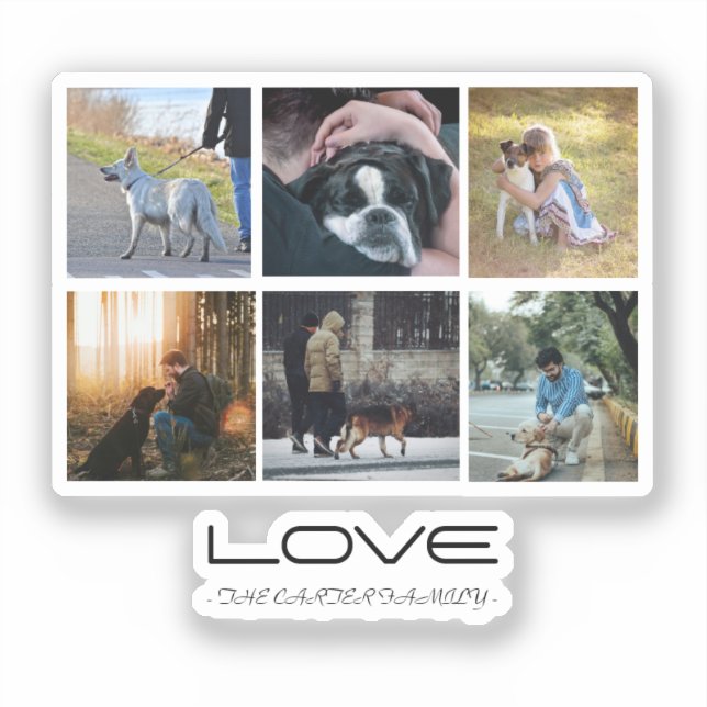 Adesivo Love Dog Family Portrait Collage Design (Frente)