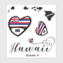 Adesivo Love Hawaii, 3 Designs, Morrer Cortado Stickers