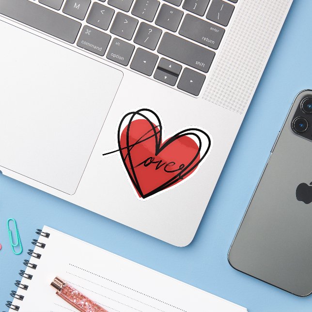 Adesivo  Love Heart Scribble (Notebook com iPhone)