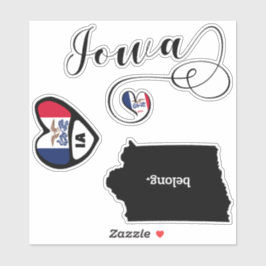 Adesivo Love Iowa, 3 Designs, Die Cut Stickers