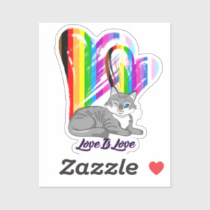 Adesivo Love Is Love Cat - LGBTQ+ Pet Owner