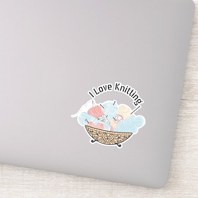 Adesivo Love Knitting Yarn Bowl (Detalhe)