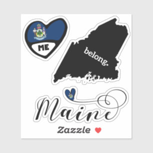 Adesivo Love Maine, 3 Designs, Morrer Cortado Stickers
