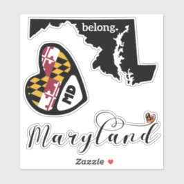 Adesivo Love Maryland, 3 Designs, Die Cut Stickers