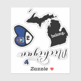 Adesivo Love Michigan 3 Diferentes Designs