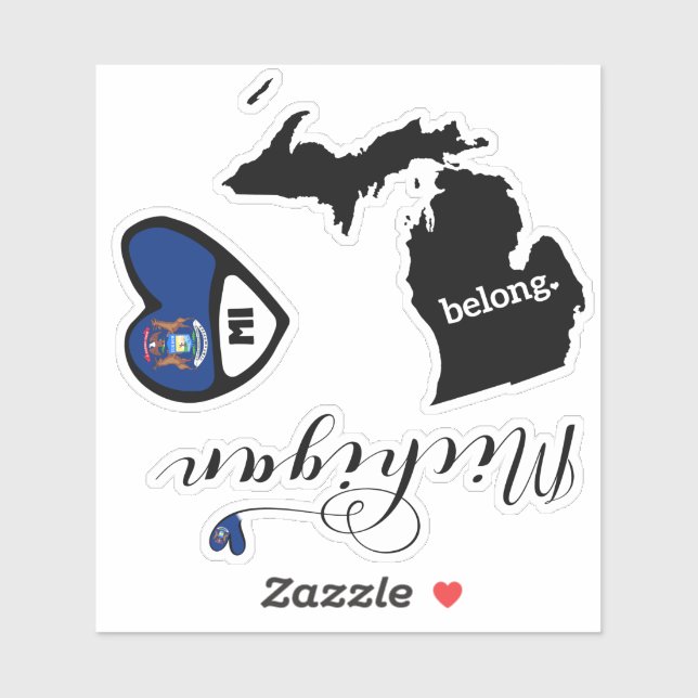 Adesivo Love Michigan 3 Diferentes Designs (Folha)