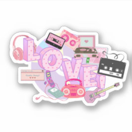 Adesivo LOVE & MUSIC Y2K Retro Sticker – Pink Pop Vibes