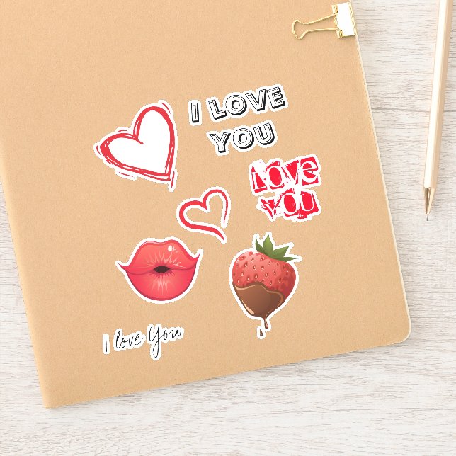 Adesivo Love Red Hearts and asotes design (Notebook)