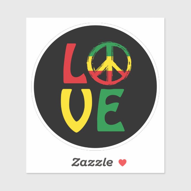 Adesivo LOVE Reggae with peace symbol (Folha)