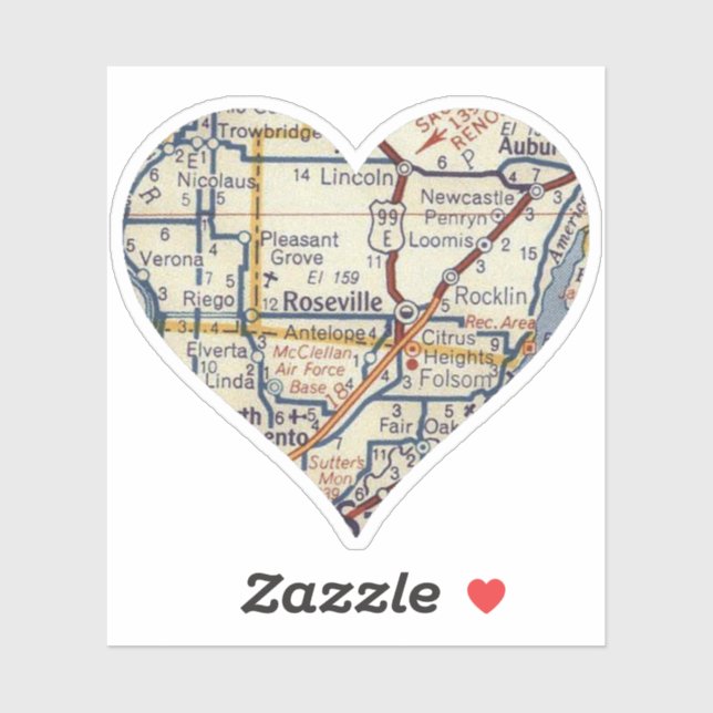 Adesivo Love Roseville California (Folha)