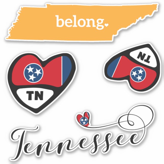 Adesivo Love Tennessee, 3 Designs, Die Cut Stickers (Frente)