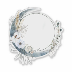 Adesivo Lua azul crescendo com flores brancas