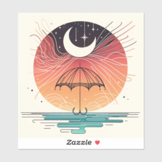 Adesivo Lua balançando chuva em Boho Line Art