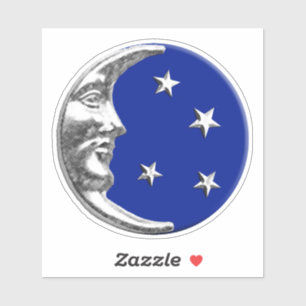 Adesivo Lua e estrelas do art deco - azuis cobaltos e