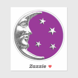 Adesivo Lua e estrelas do art deco - roxo & de prata