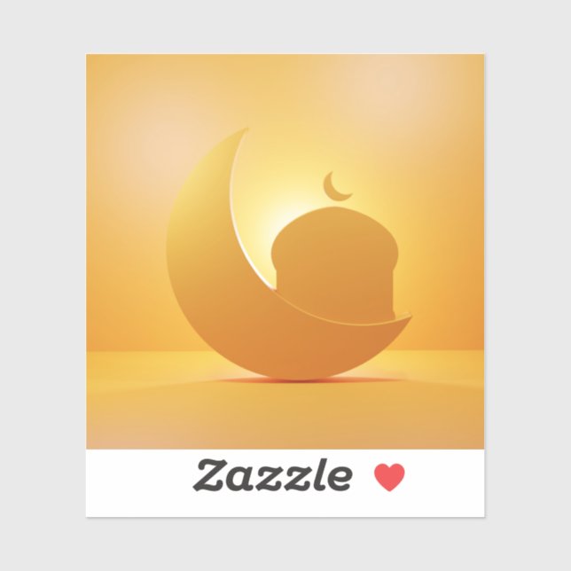 Adesivo lua e ornamento da mesquita brilhantes (Folha)