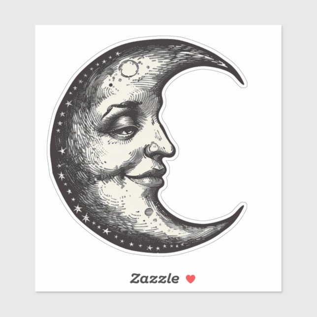 Adesivo Lua Vitoriana Gótica Occulta Com Face (Folha)