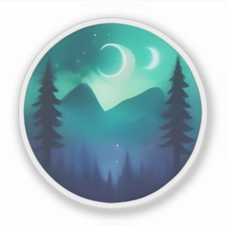 Adesivo Luas Duplas Sobre Pinheiros Místicos