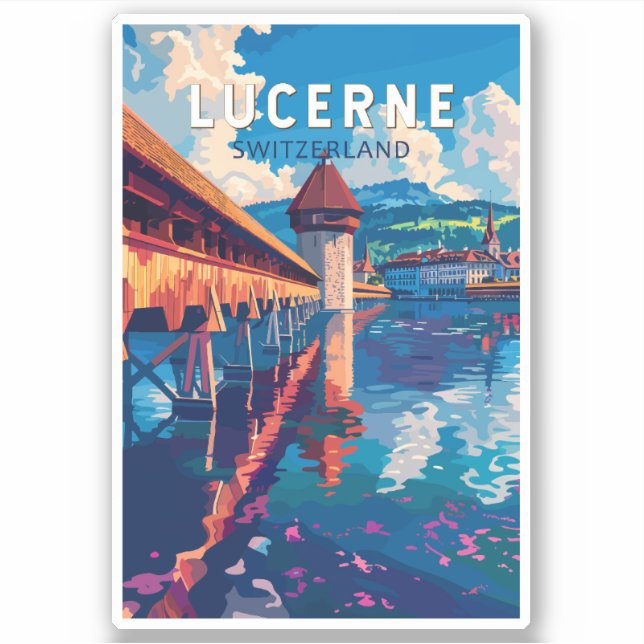 Adesivo Lucerne Suiça Art Vintage (Frente)