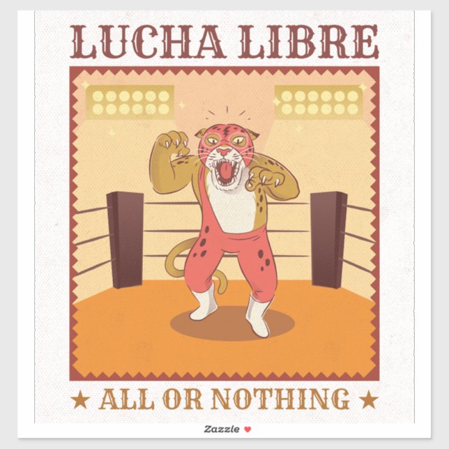 Adesivo Lucha Libre Mask Retro Sports Poster Art (Folha)