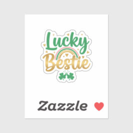 Adesivo Lucky Bestie Cute Pink Green Typography St Patrick
