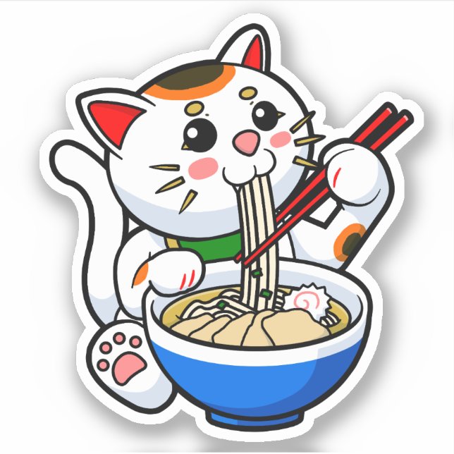 Adesivo Lucky Cat Ramen (Frente)
