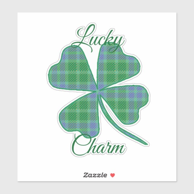 Adesivo Lucky Green Plaid Shamrock Four-Leaf Clover  (Folha)