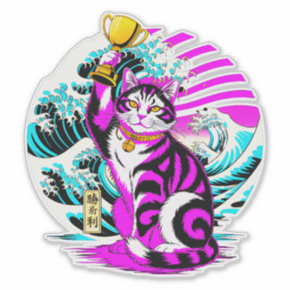 Adesivo Lucky Victory Cat  - Japanese Good Luck Charm