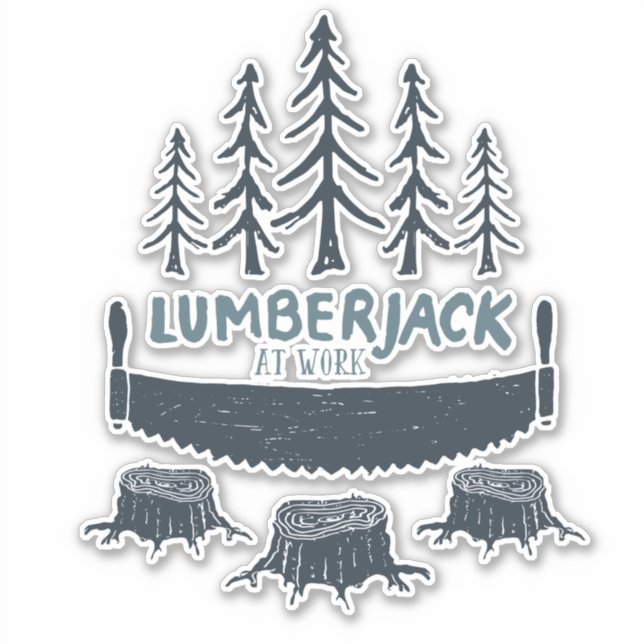 Adesivo Lumberjack No Trabalho Crosscut Vi Tree Stumings (Frente)