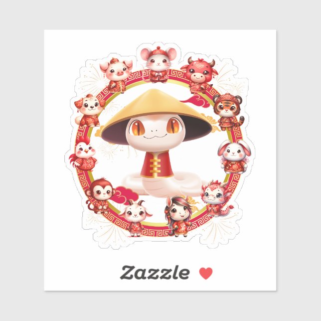 Adesivo Lunar Chinês - Ano Novo Cobra Design 3 (Folha)