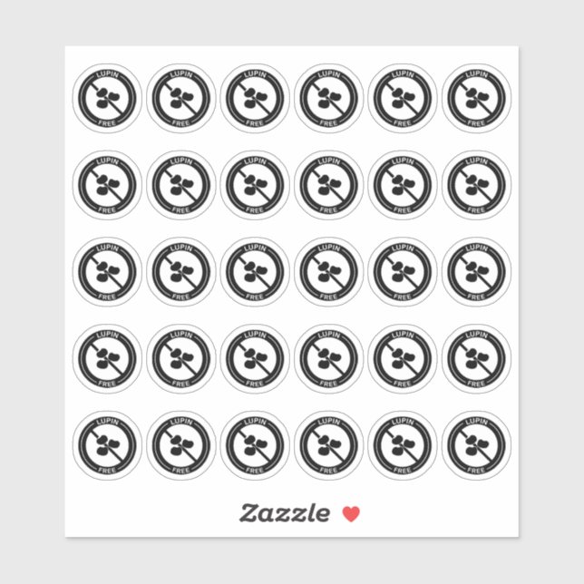 Adesivo Lupin Free Wedding Place Card Mini Food Allergy (Folha)