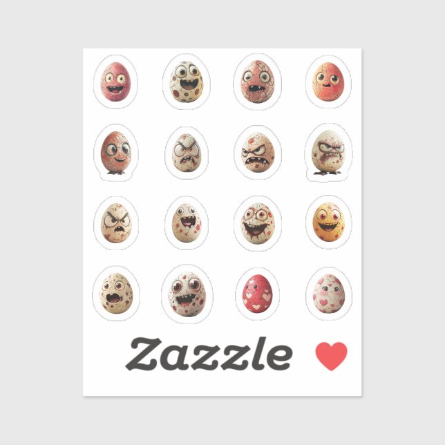 Adesivo Lustige Chibi-Ostereier-Sticker – 16 Stück (Folha)