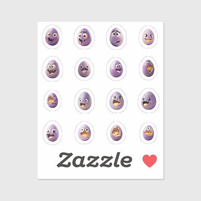 Adesivo Lustige Chibi-Ostereier-Sticker – 16 Stück (Folha)