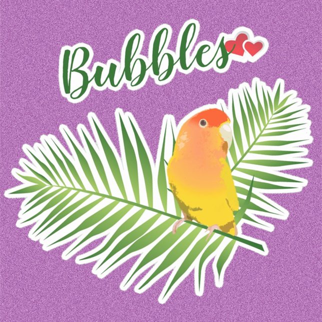 Adesivo Lutino Peachface Lovebird Pet Bird Love Cujo nome  (Lutino Peachfaced Lovebird sticker personalized for pet bird lovers. Add any name!)