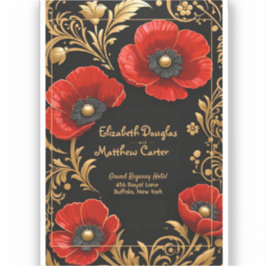 Adesivo Luxury Black Red and Gold Floral Wedding 