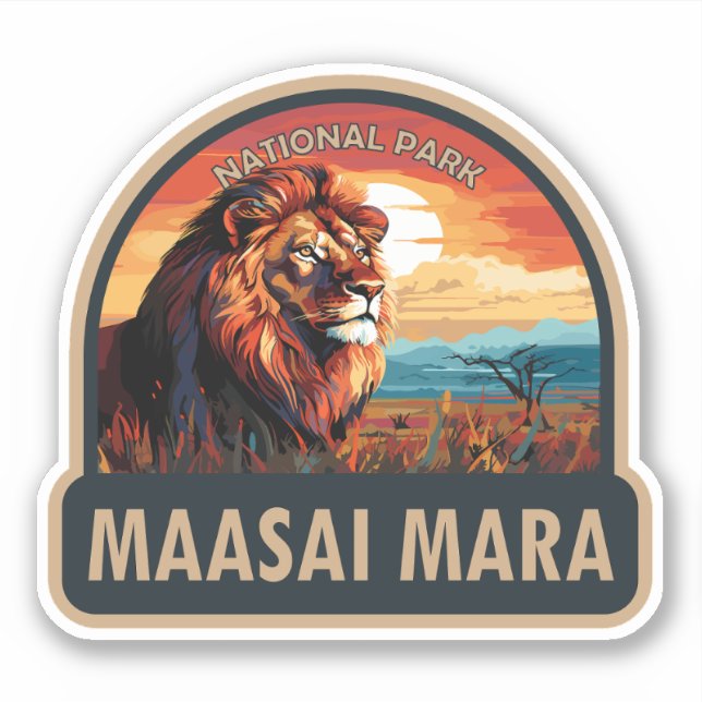 Adesivo Maasai Mara National Reserve Lion Viagem Art (Frente)