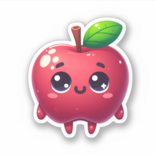 Adesivo maçã kawaii fruta fofa