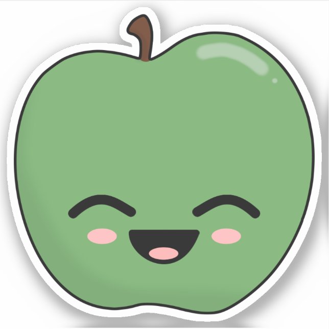 Adesivo Maçã Verde Feliz (Frente)