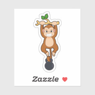 Adesivo Macaco em Fortalecimento com Dumbbell